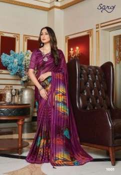 Saroj Dolly Catalog Casual Wear Printed Wear Satin Sarees