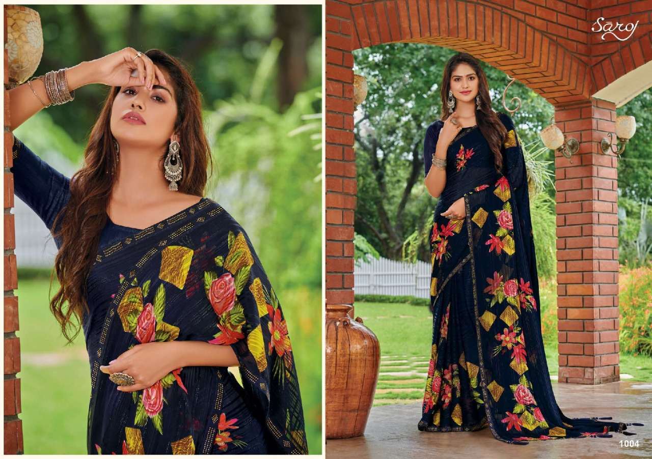 Saroj Instagram Catalog Georgette Wear Designer Sarees