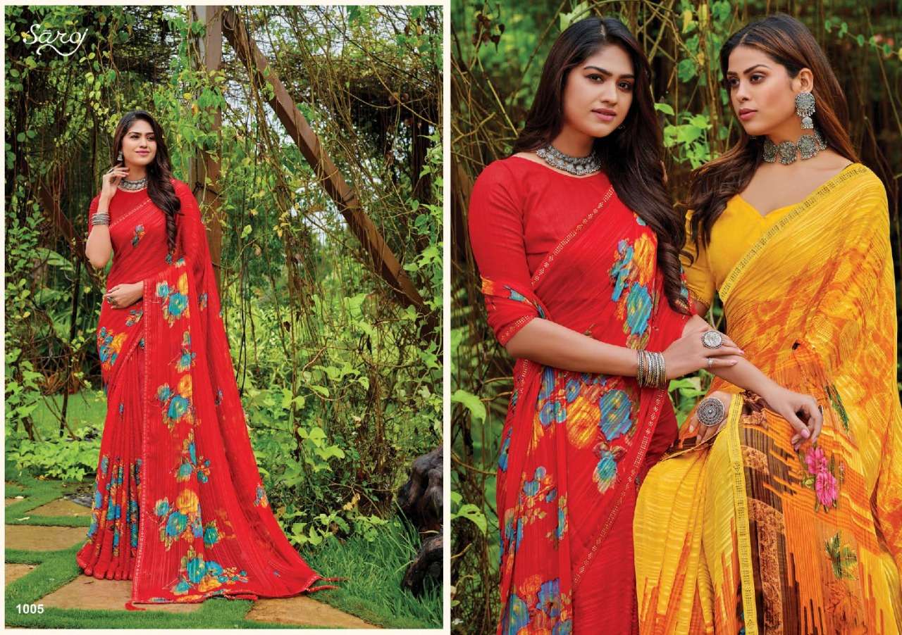 Saroj Instagram Catalog Georgette Wear Designer Sarees