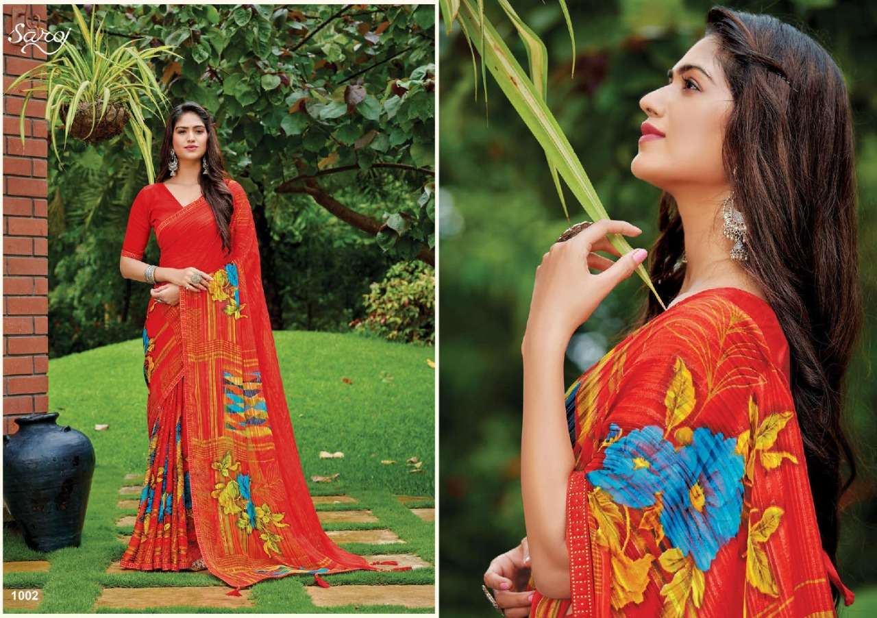 Saroj Instagram Catalog Georgette Wear Designer Sarees