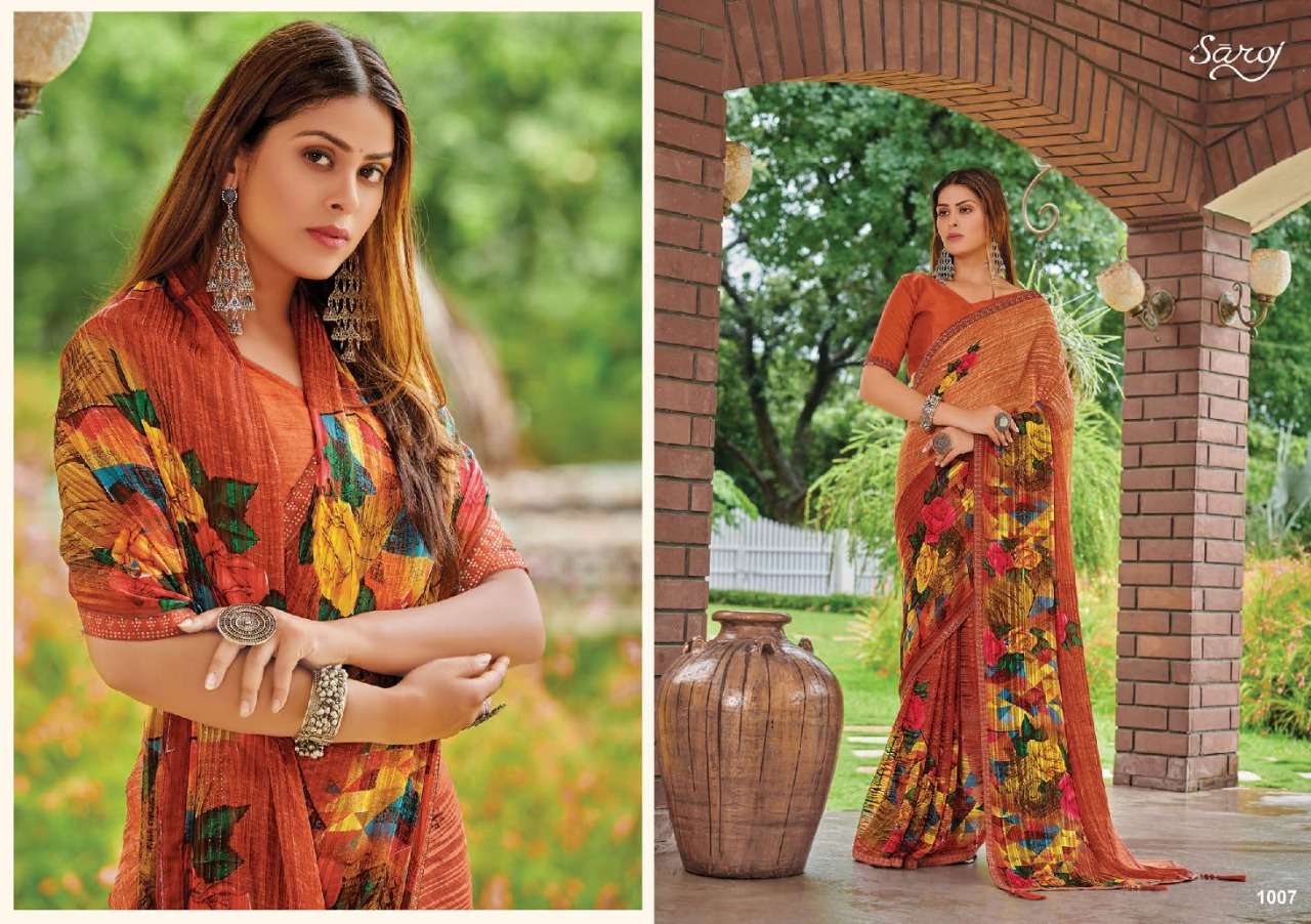 Saroj Instagram Catalog Georgette Wear Designer Sarees