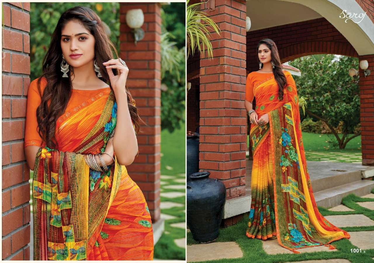Saroj Instagram Catalog Georgette Wear Designer Sarees