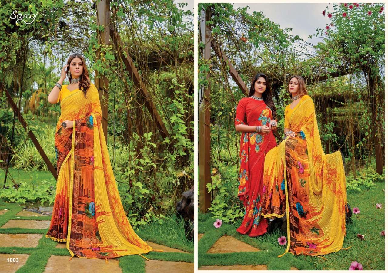 Saroj Instagram Catalog Georgette Wear Designer Sarees