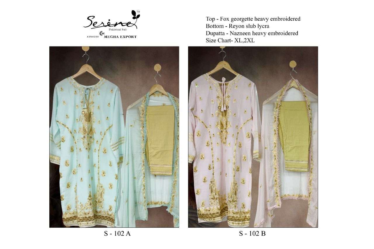 Serene S-102 Catalog Georgette Wear Ready Made Pakistani Salwar Suits