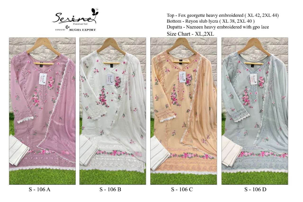 Serene S-106 Catalog Georgette Wear Ready Made Pakistani Salwar Suits