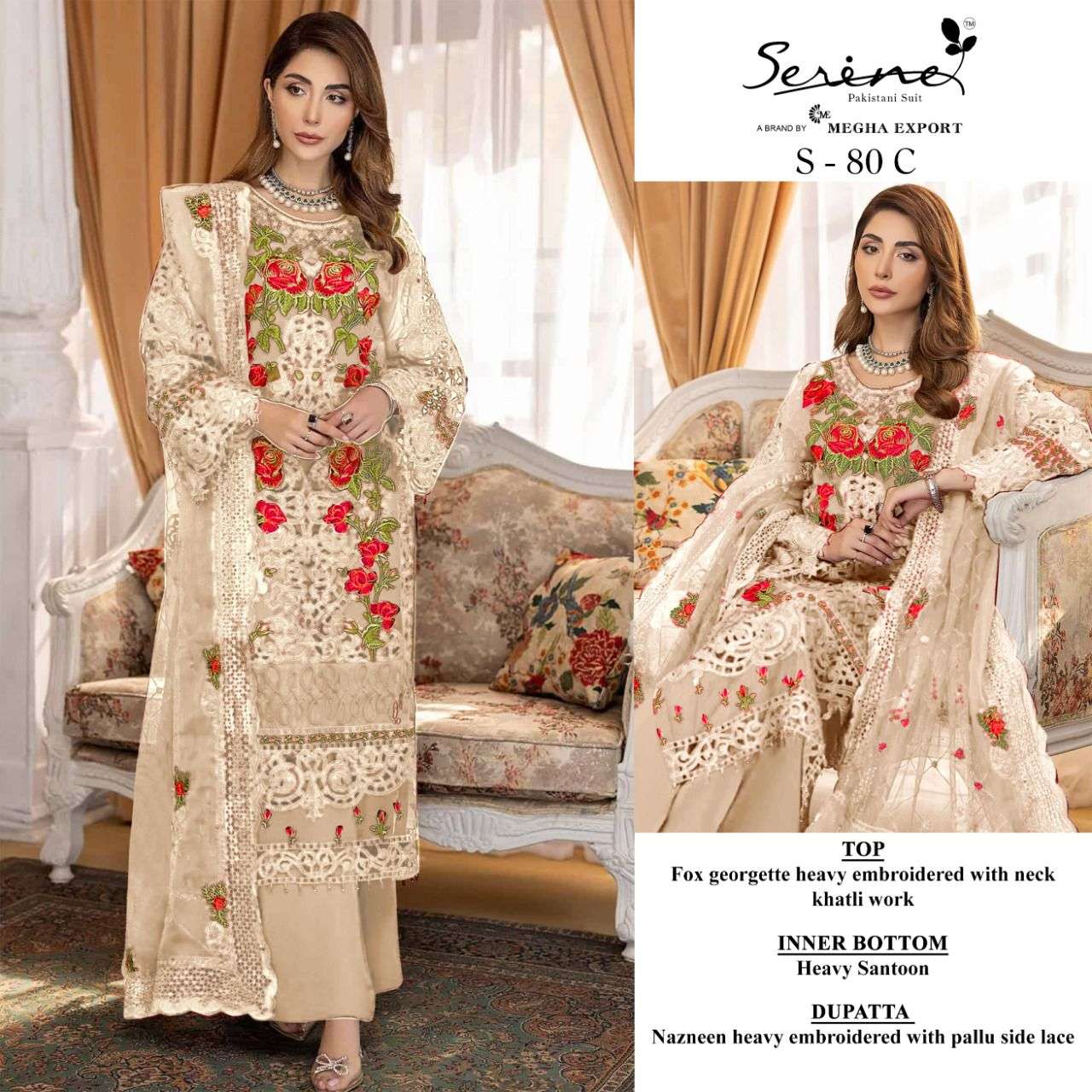 Serene S 80 Catalog Georgette Wear Pakistani Salwar Suits Wholesale
