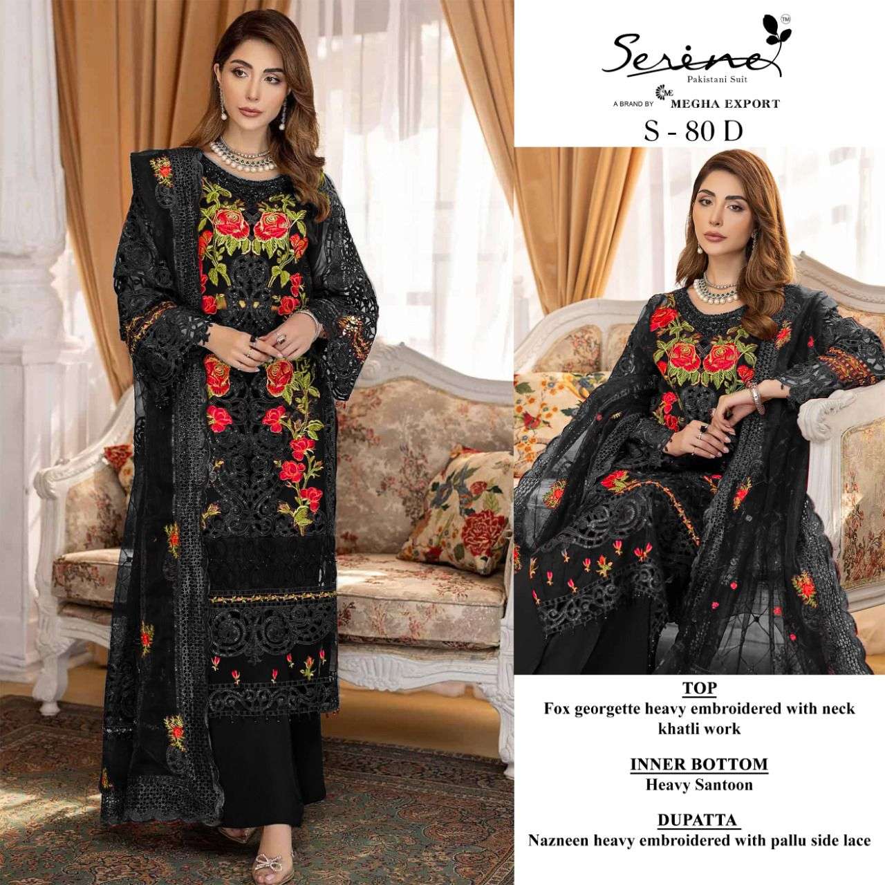 Serene S 80 Catalog Georgette Wear Pakistani Salwar Suits Wholesale