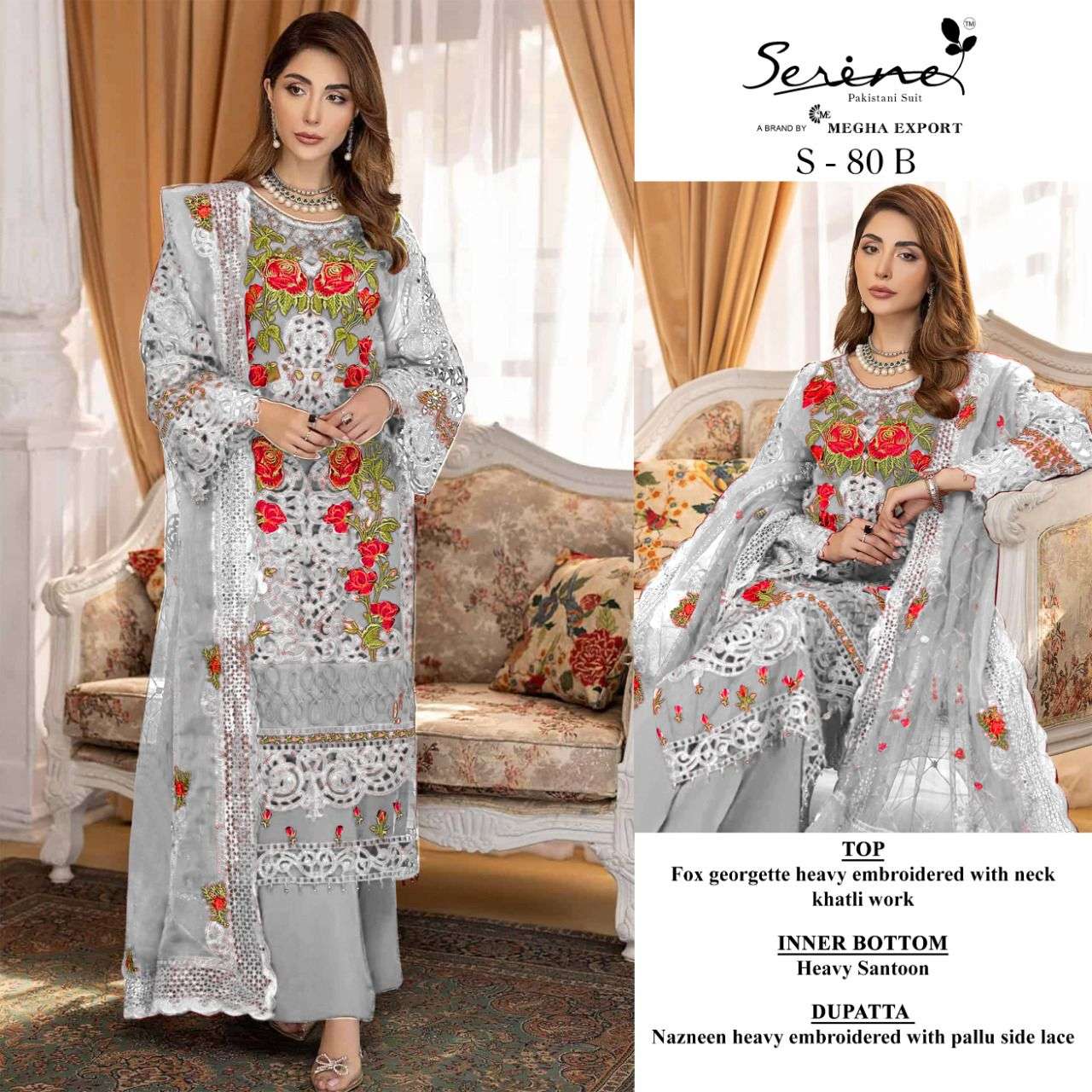 Serene S 80 Catalog Georgette Wear Pakistani Salwar Suits Wholesale