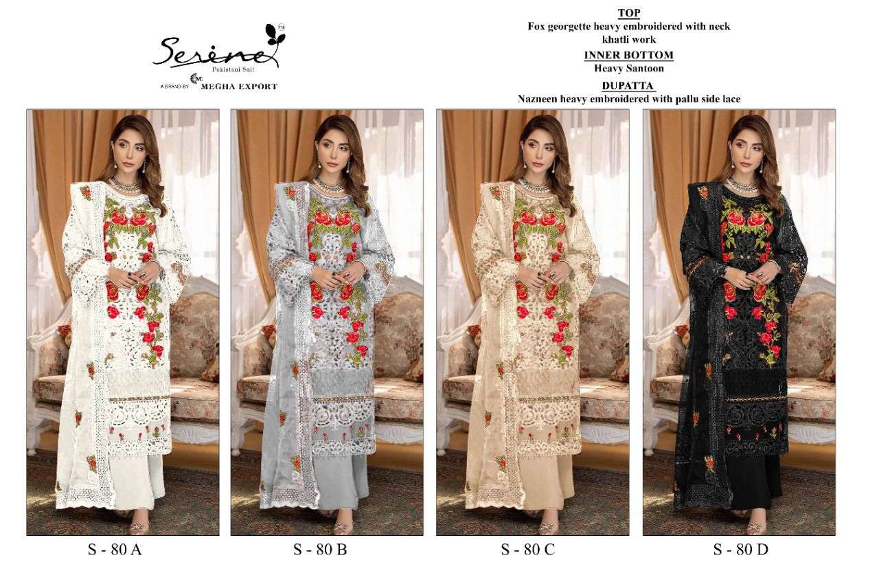 Serene S 80 Catalog Georgette Wear Pakistani Salwar Suits Wholesale