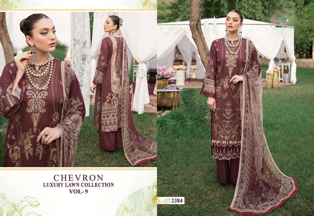 Shree Chevron Luxury Lawn Collection Vol 9 Catalog Pakistani Salwar Suits Wholesale