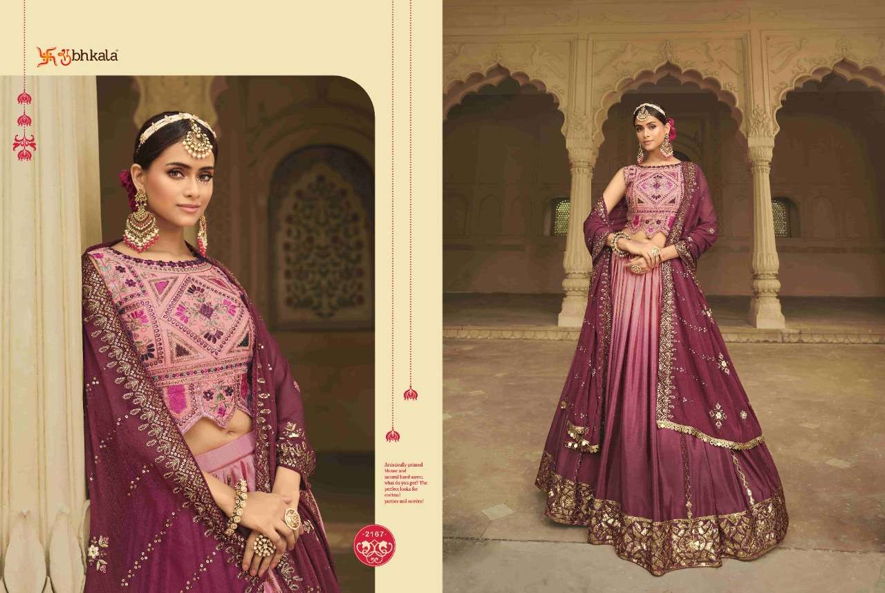 Shubhkala Pink To Magenta Multi Color Party Wear Wholesale Bridal Lehenga Choli