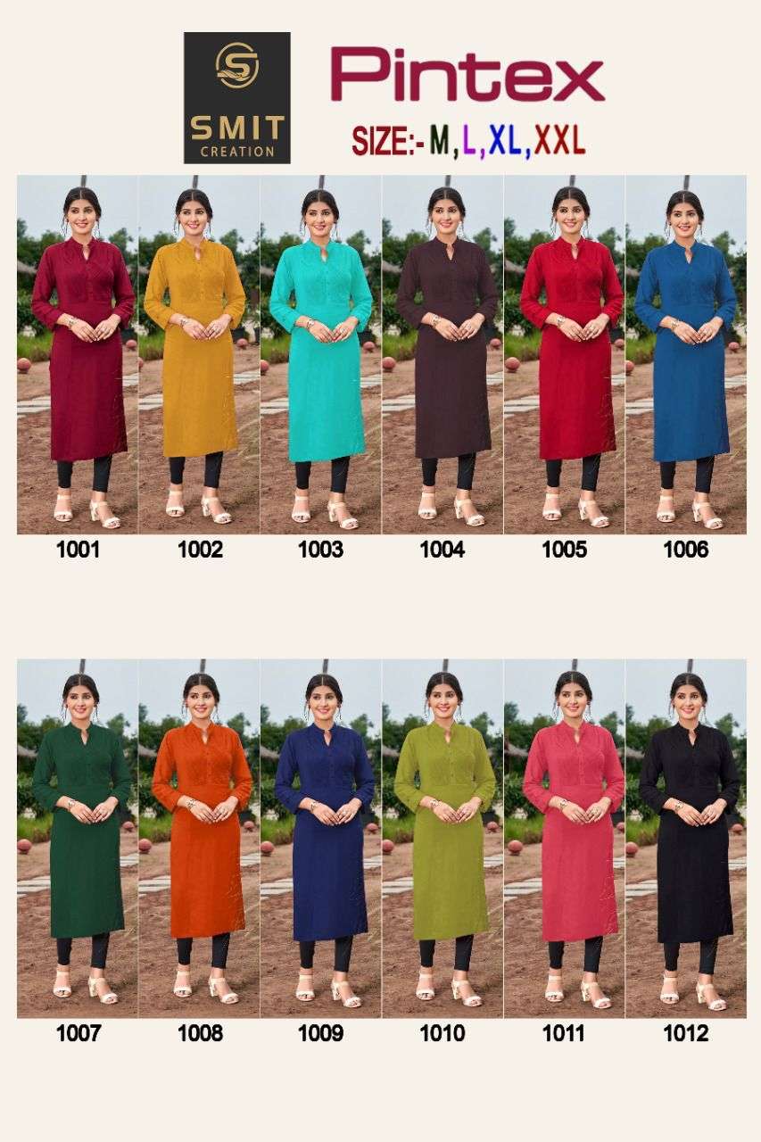 Smit Creation Pintex Catalog Ethnic Wear Rayon Designer Kurtis Wholesale