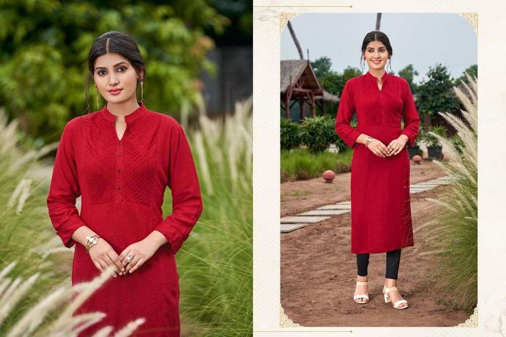 Smit Creation Pintex Catalog Ethnic Wear Rayon Designer Kurtis Wholesale