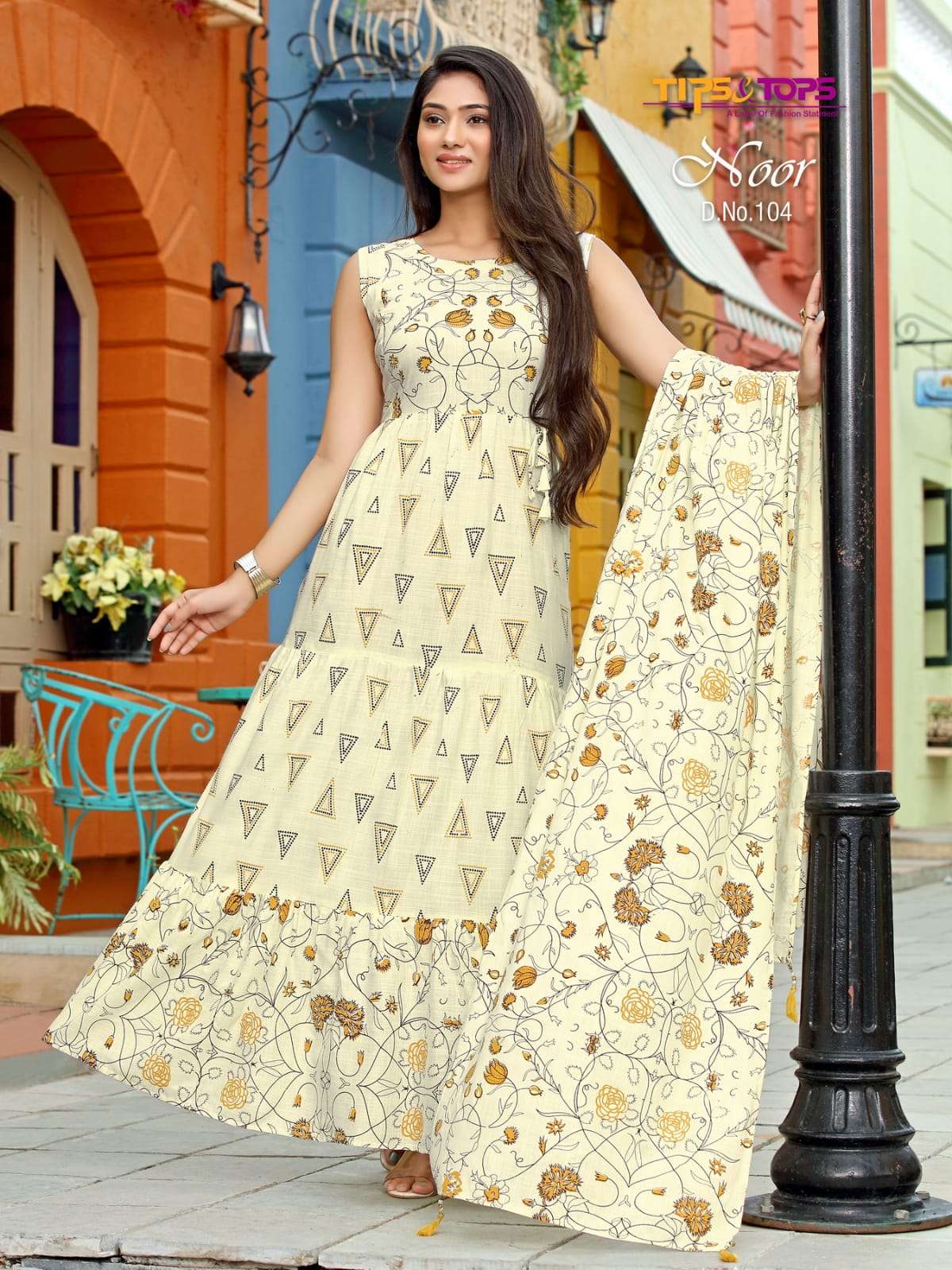 Tips & Tops Noor Catalog Party Wear Long Gowns With Printed Dupatta Wholesale