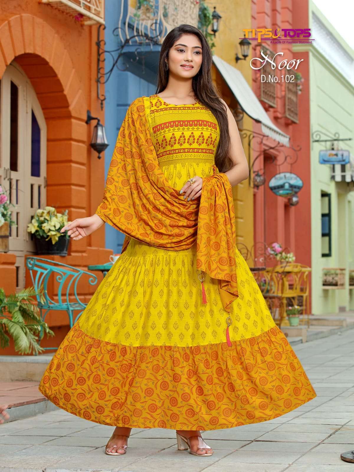 Tips Tops Noor Catalog Party Wear Long Gowns With Printed