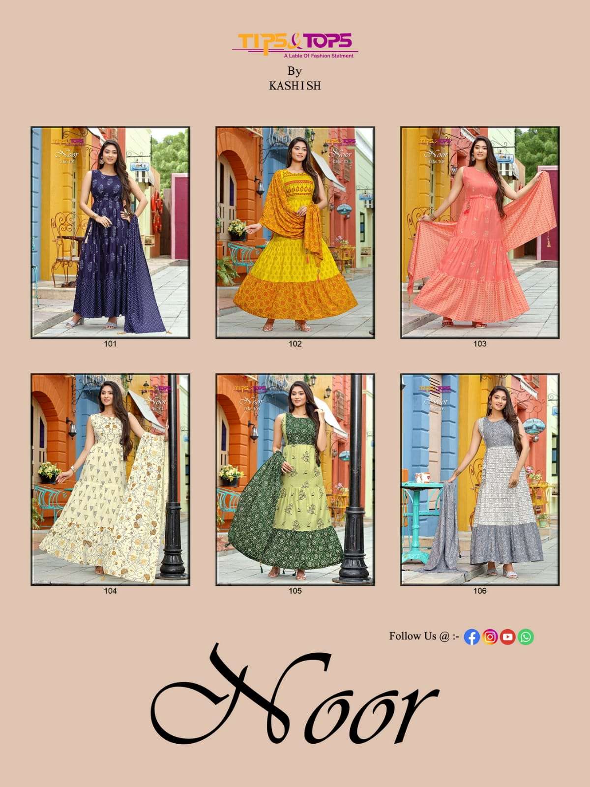 Tips & Tops Noor Catalog Party Wear Long Gowns With Printed Dupatta Wholesale