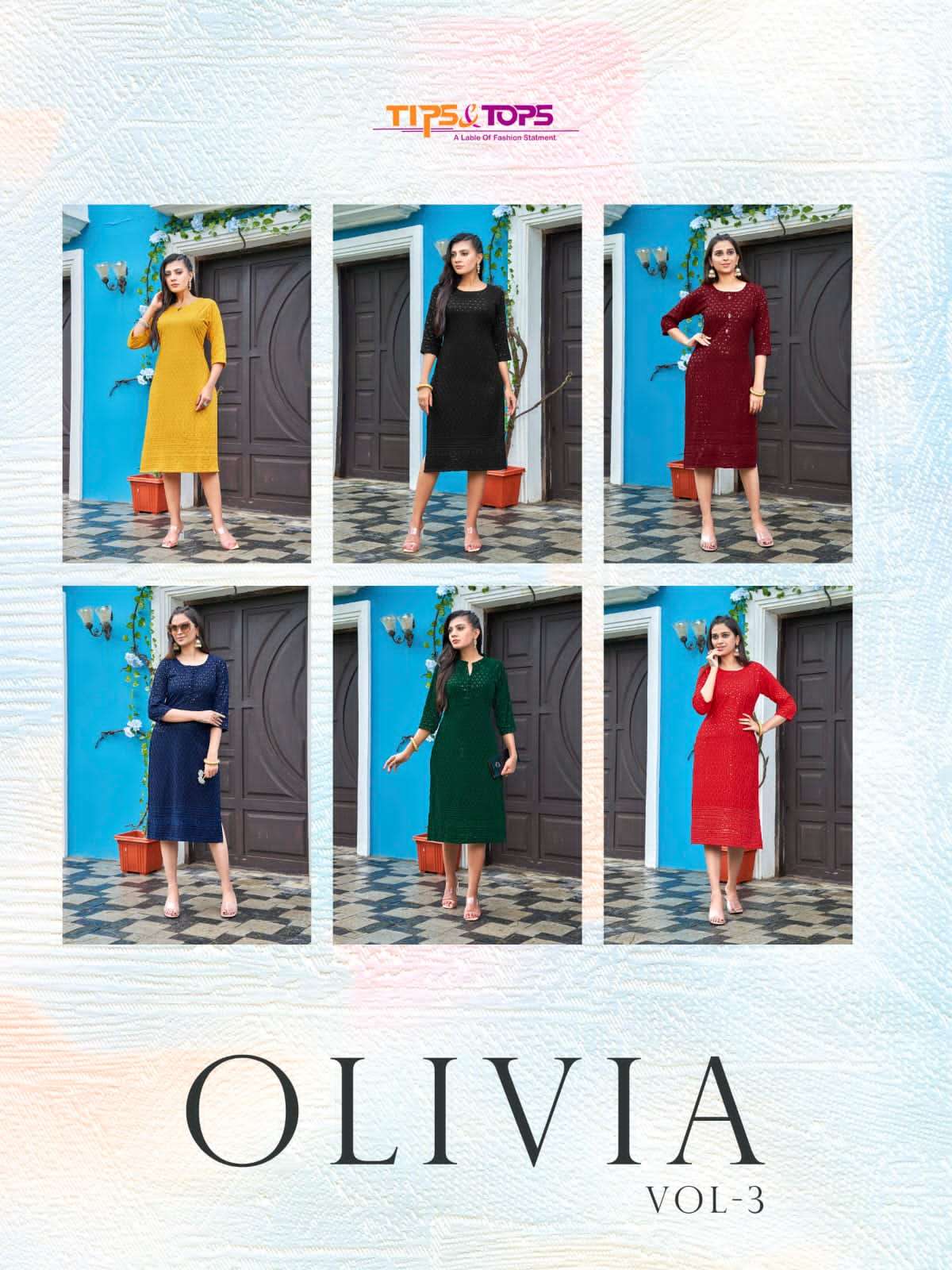 Tips & Tops Olivia Vol 3 Catalog Ethnic Wear Designer Kurtis Wholesale