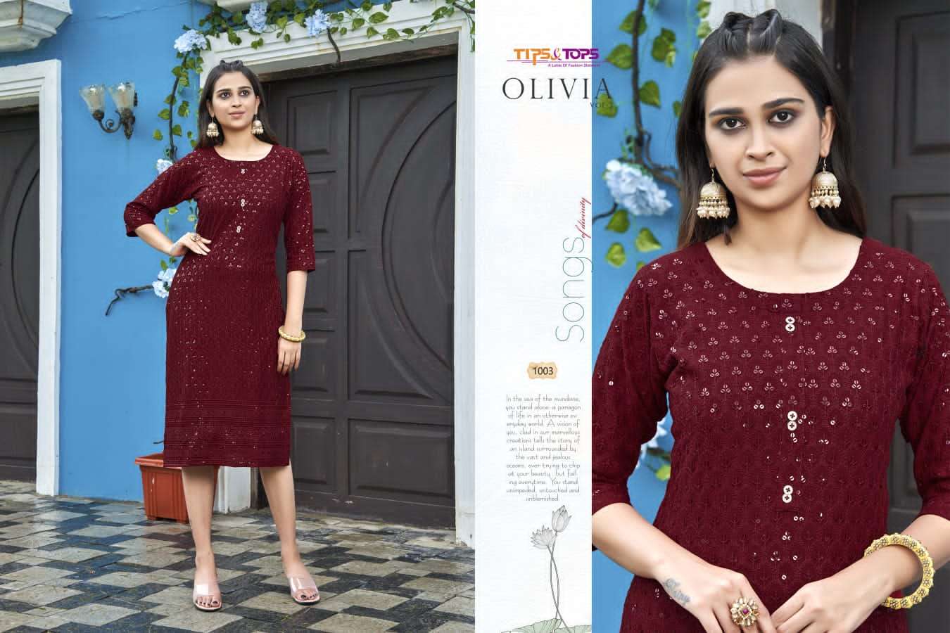 Tips & Tops Olivia Vol 3 Catalog Ethnic Wear Designer Kurtis Wholesale