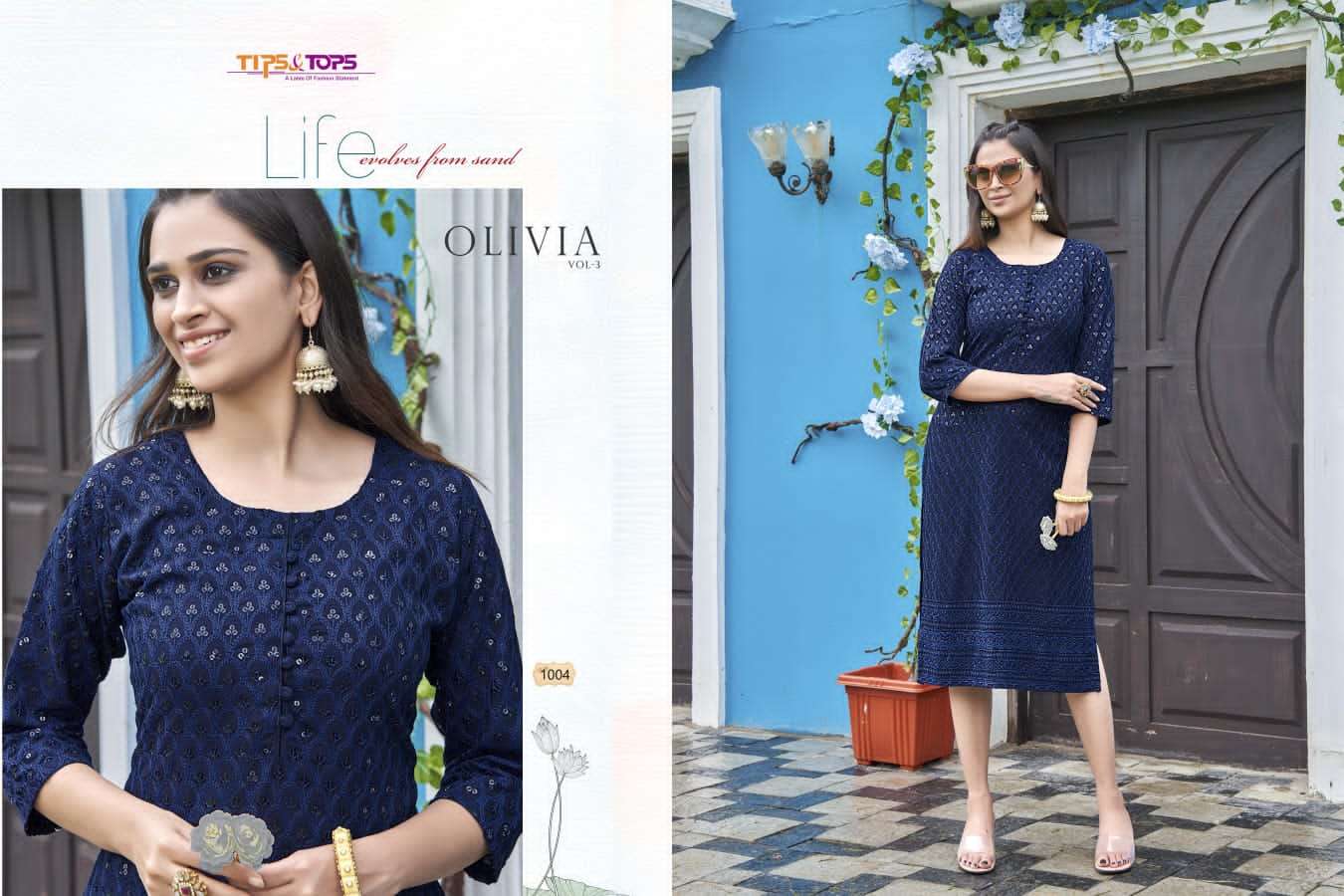 Tips & Tops Olivia Vol 3 Catalog Ethnic Wear Designer Kurtis Wholesale