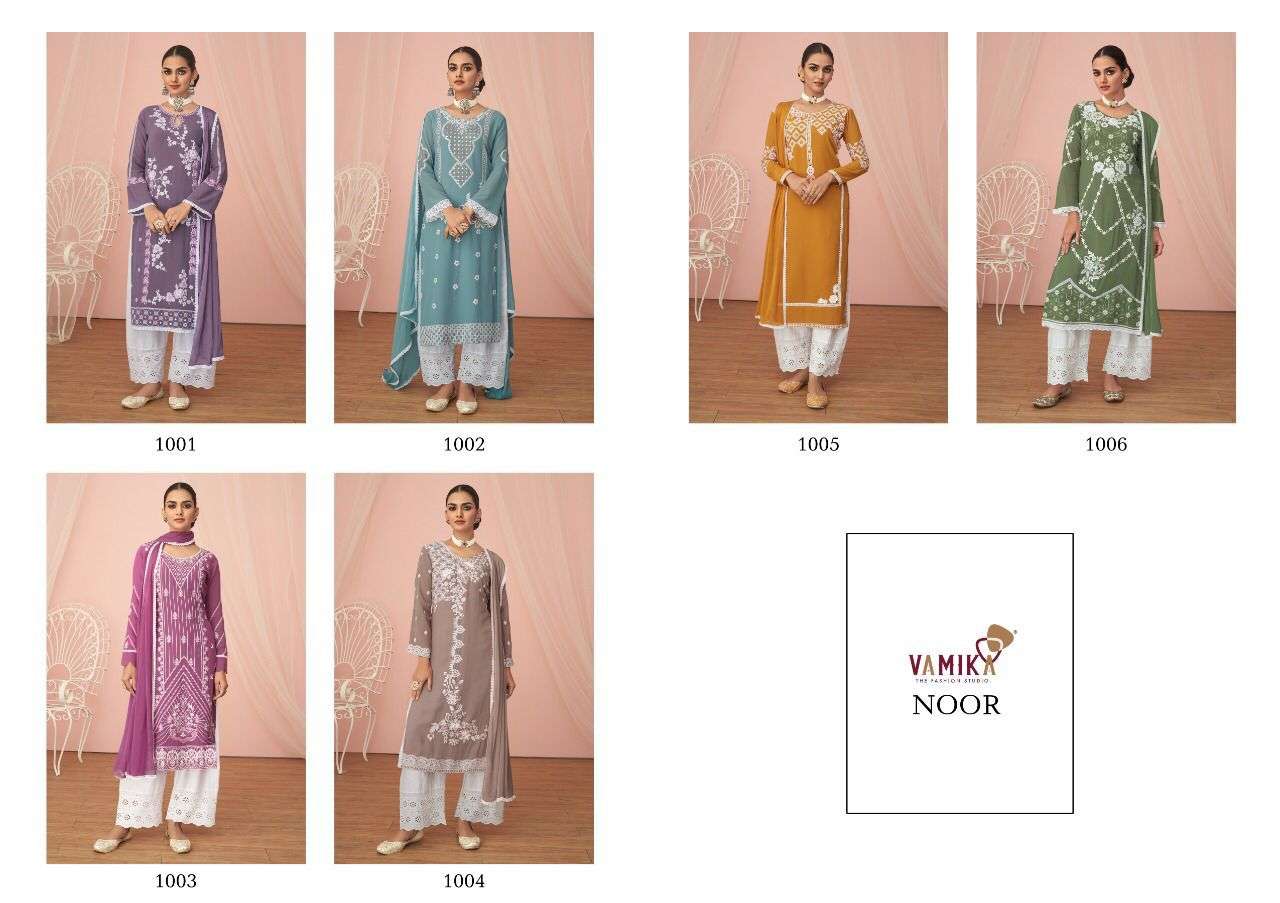 Vamika Noor Catalog Designer Embroidered Ready Made Top Bottom Dupatta Wholesale