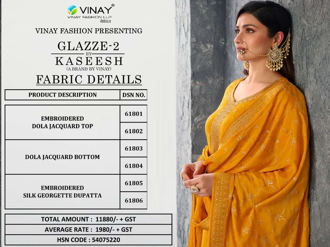 Vinay Kaseesh Glazze Vol 2 Catalog Designer Salwar Suits Wholesale