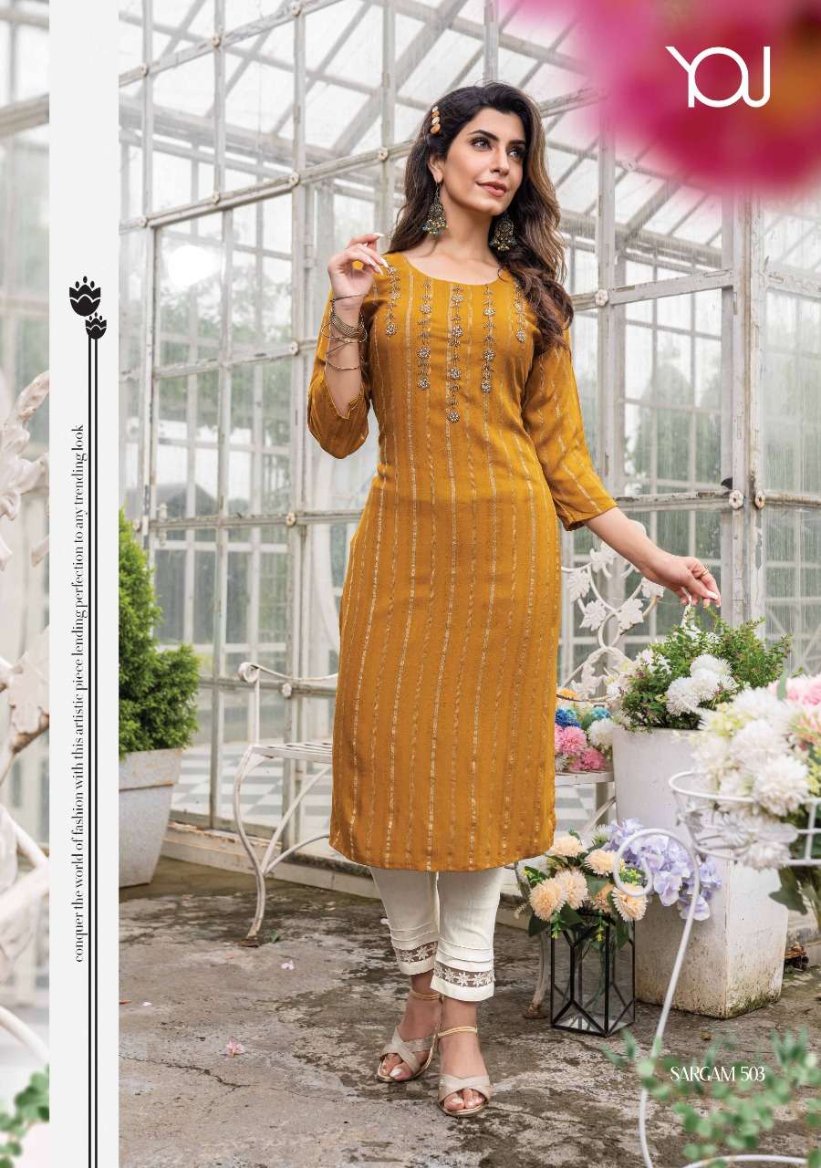 Wanna Sargam Vol 5 Catalog Heavy Viscose Rayon Kurti With Bottom Wholesale
