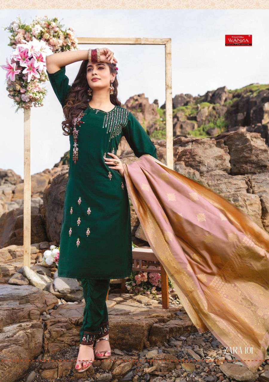 Wanna Zara Catalog Ready Made Top Bottom Dupatta Wholesale