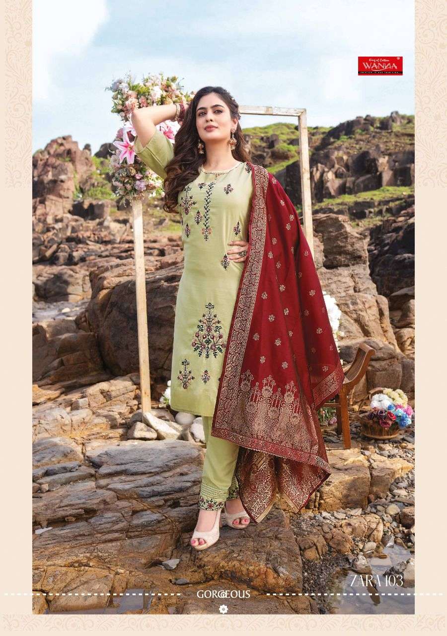 Wanna Zara Catalog Ready Made Top Bottom Dupatta Wholesale