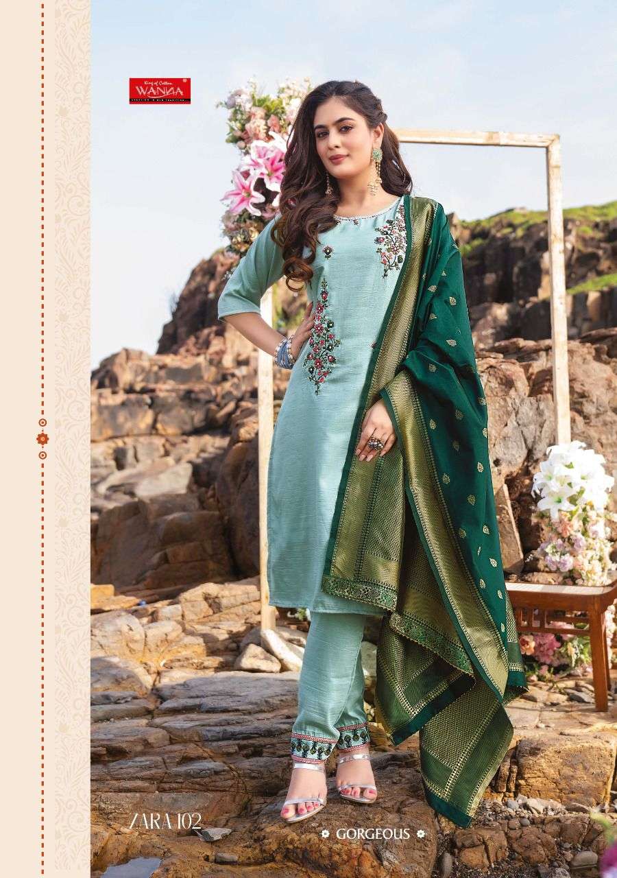 Wanna Zara Catalog Ready Made Top Bottom Dupatta Wholesale