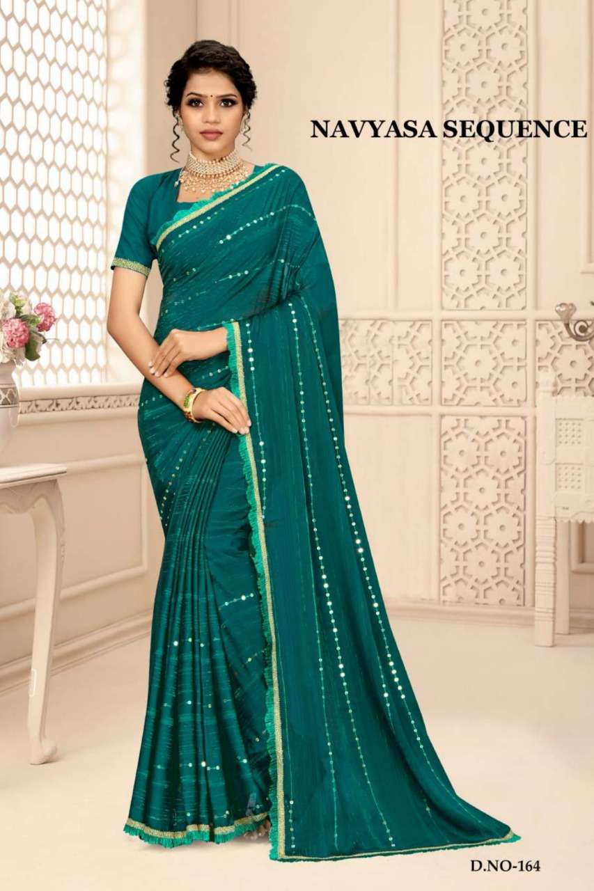 Ynf Navyasa Sequence Catalog Georgette Fabric Sarees Wholesale