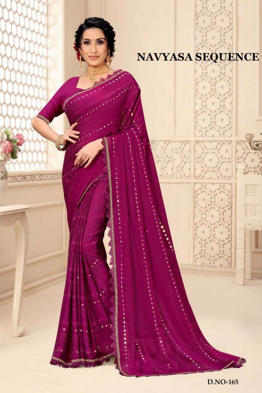 Ynf Navyasa Sequence Catalog Georgette Fabric Sarees Wholesale