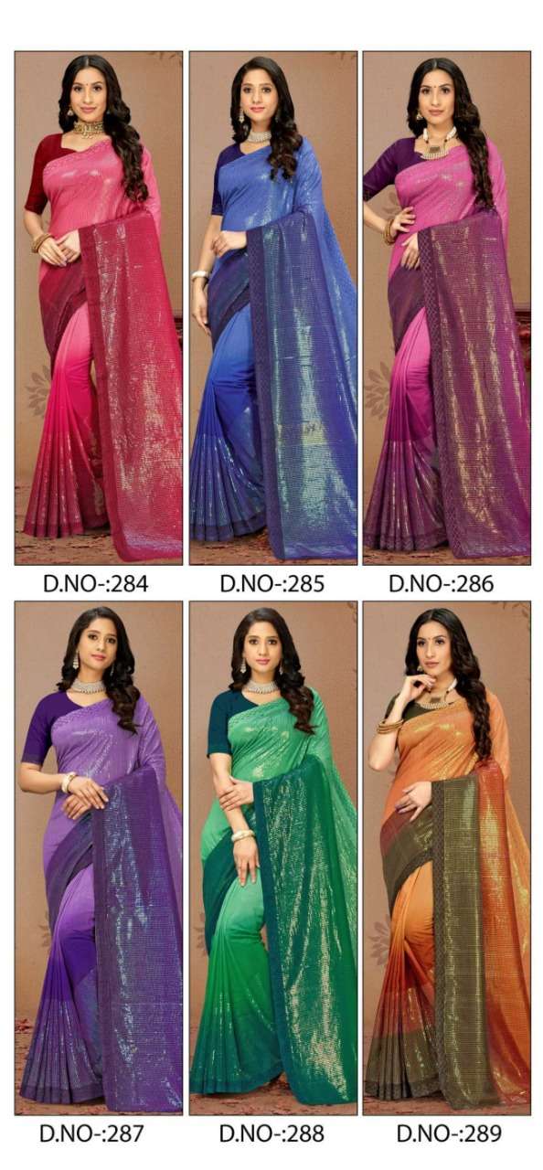 Ynf Shaded Sequence Catalog Fancy Silk Fabric Sarees Wholesale