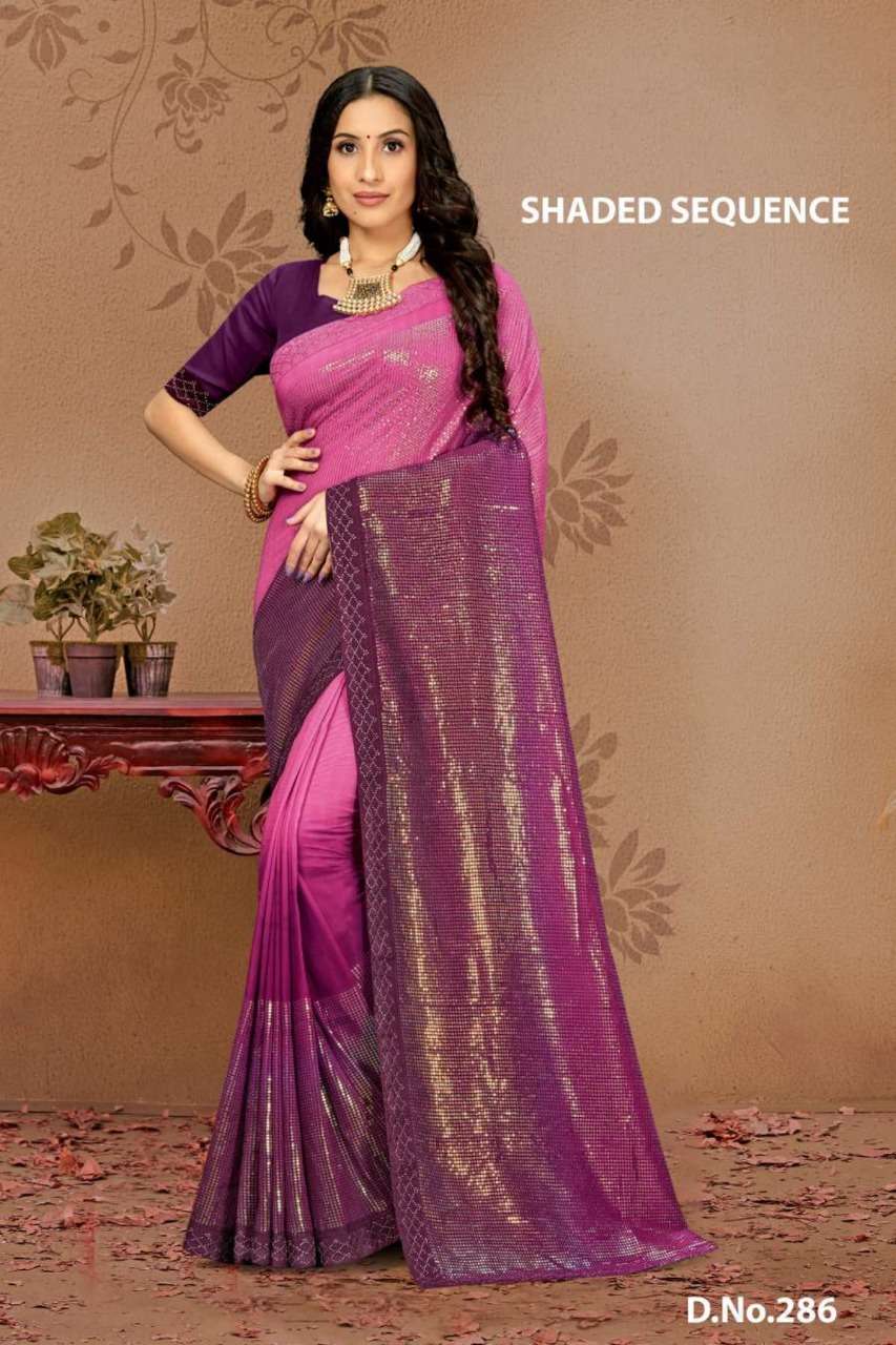 Ynf Shaded Sequence Catalog Fancy Silk Fabric Sarees Wholesale