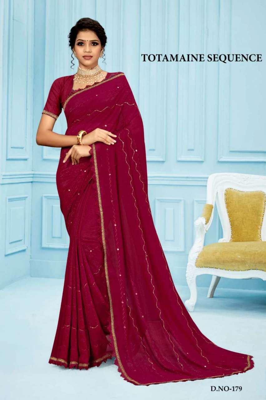 Ynf Totamaine Sequence Catalog Zari Georgette Fabric Sarees Wholesale