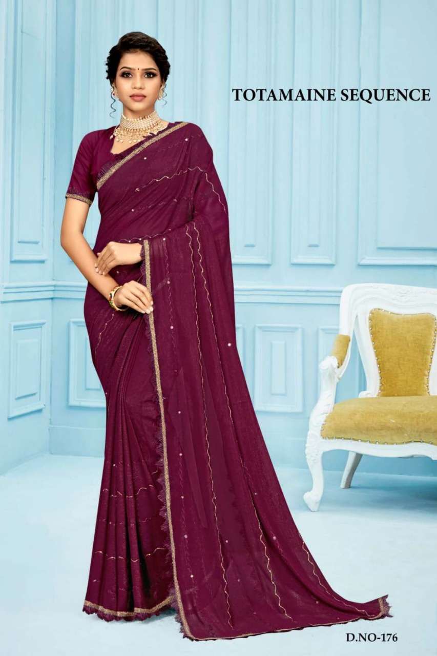 Ynf Totamaine Sequence Catalog Zari Georgette Fabric Sarees Wholesale