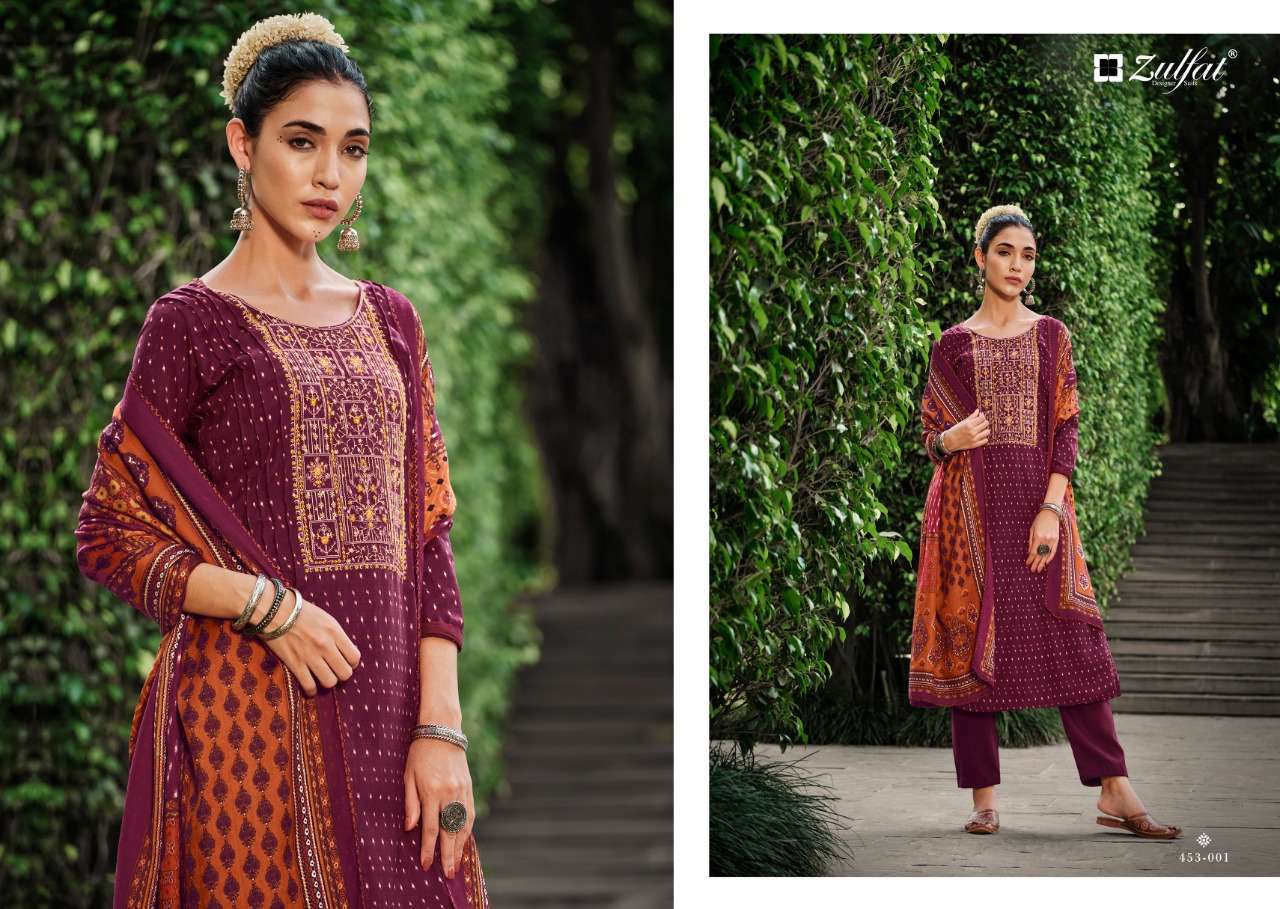 Zulfat Amanda Catalog Designer Pashmina Dress Materials Wholesale