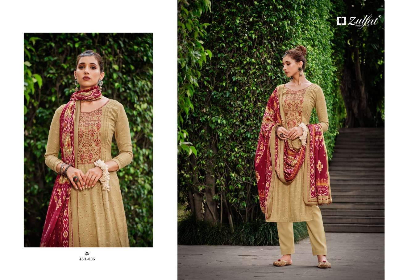 Zulfat Amanda Catalog Designer Pashmina Dress Materials Wholesale