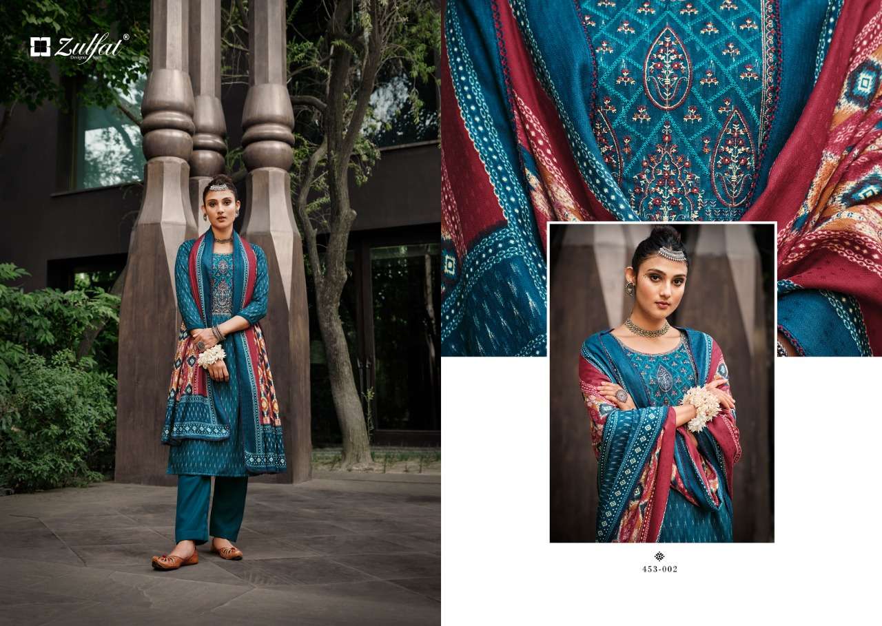 Zulfat Amanda Catalog Designer Pashmina Dress Materials Wholesale