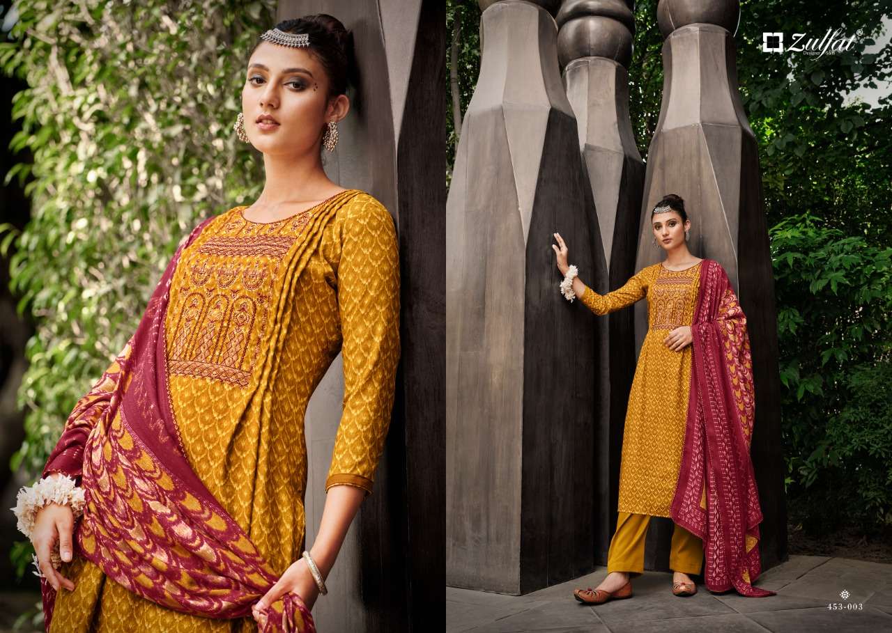 Zulfat Amanda Catalog Designer Pashmina Dress Materials Wholesale