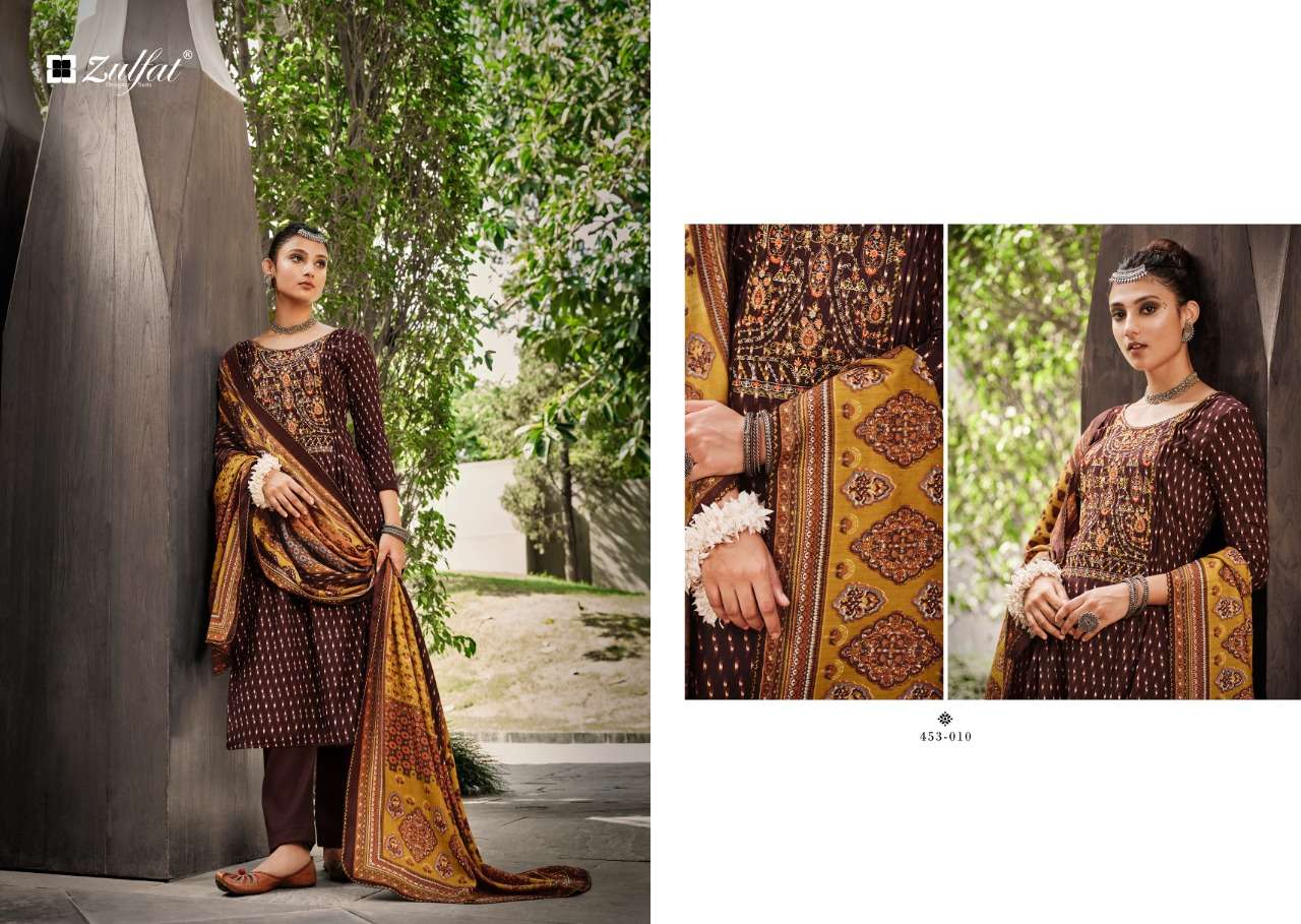 Zulfat Amanda Catalog Designer Pashmina Dress Materials Wholesale
