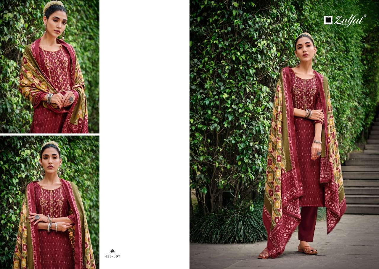 Zulfat Amanda Catalog Designer Pashmina Dress Materials Wholesale
