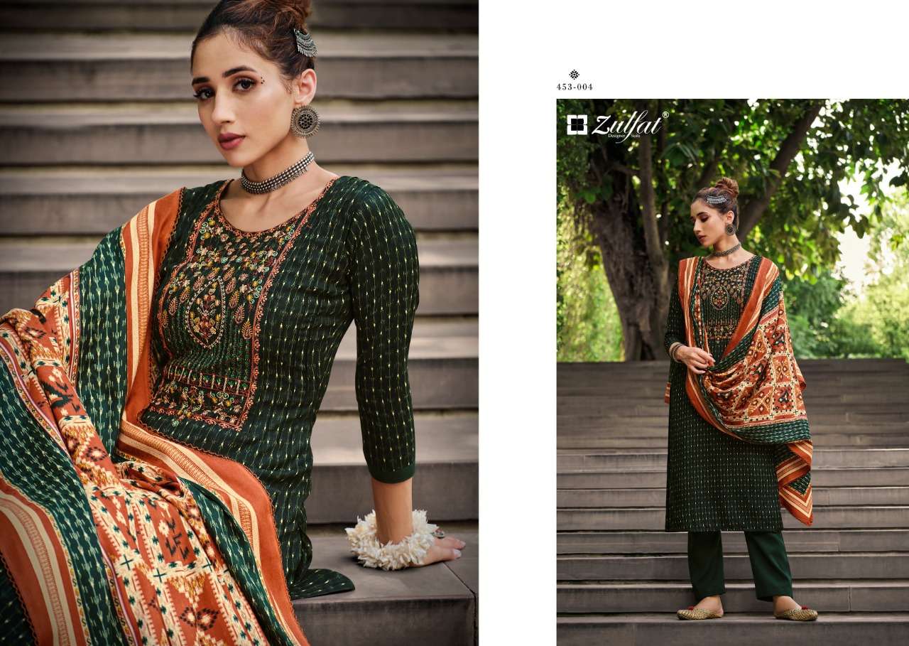 Zulfat Amanda Catalog Designer Pashmina Dress Materials Wholesale