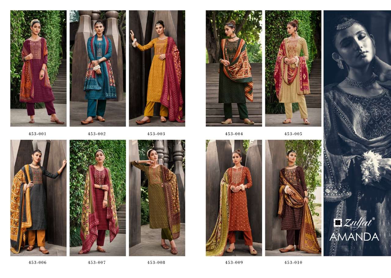 Zulfat Amanda Catalog Designer Pashmina Dress Materials Wholesale