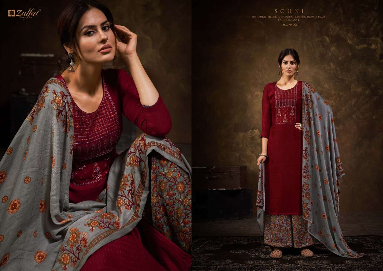 Zulfat Sohni Catalog Pashmina Dress Materials Wholesale