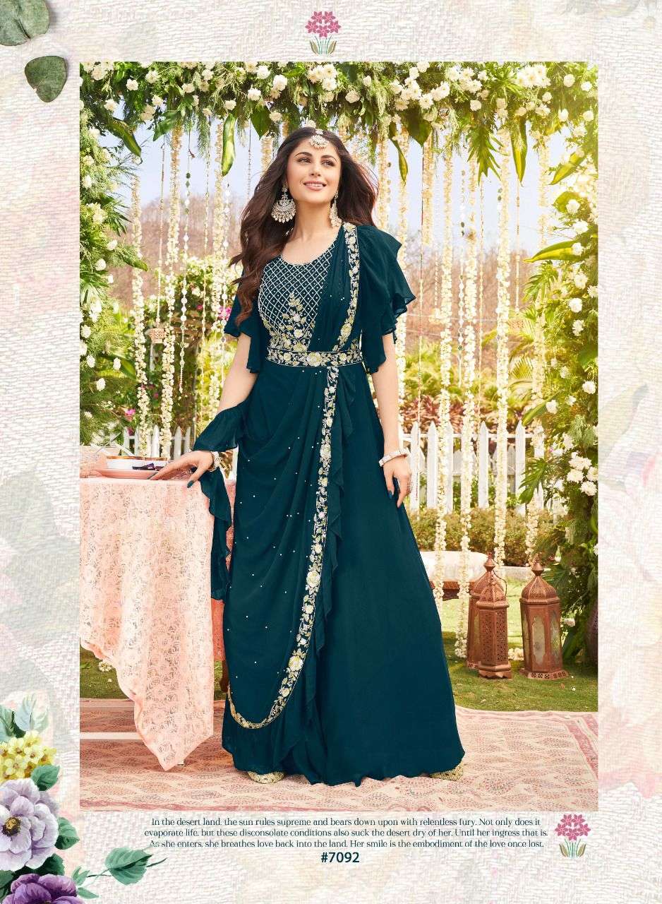 Af Raas Catalog Heavy Party Wear Draping Style Dress Wholesale
