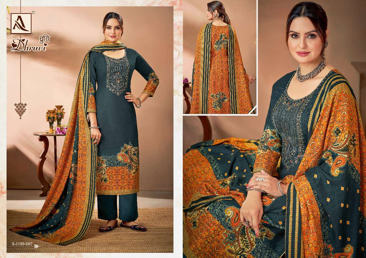 Alok Dhruvi Catalog Embroidery Winter Wear Pashmina Dress Materials Wholesale