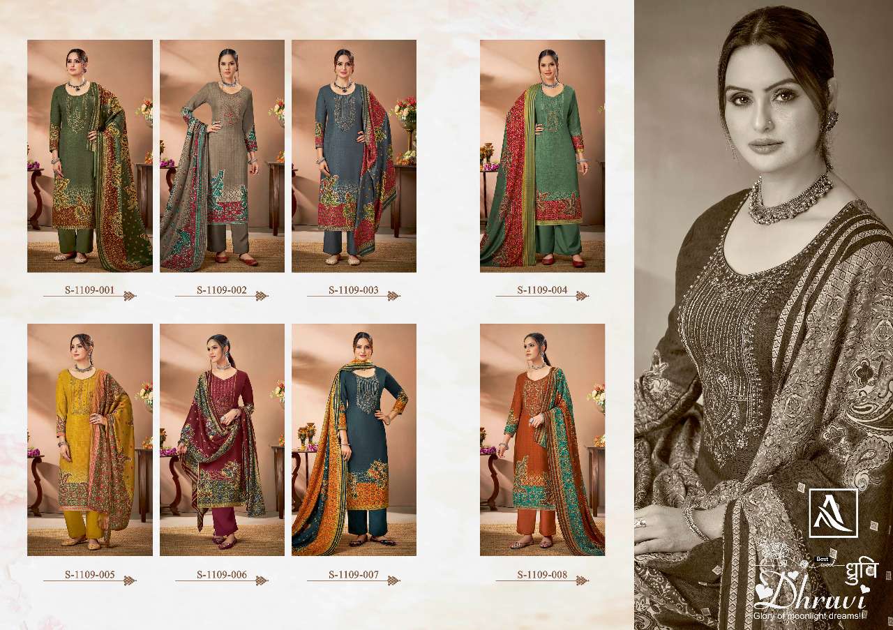 Alok Dhruvi Catalog Embroidery Winter Wear Pashmina Dress Materials Wholesale