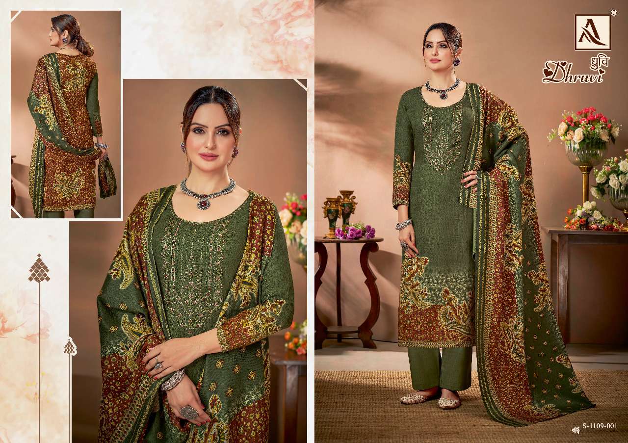 Alok Dhruvi Catalog Embroidery Winter Wear Pashmina Dress Materials Wholesale