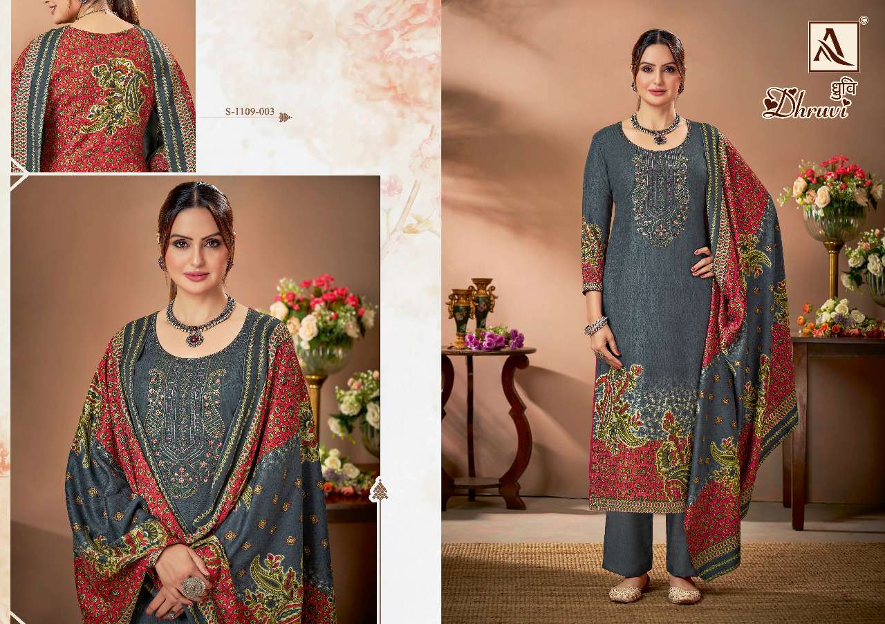 Alok Dhruvi Catalog Embroidery Winter Wear Pashmina Dress Materials Wholesale