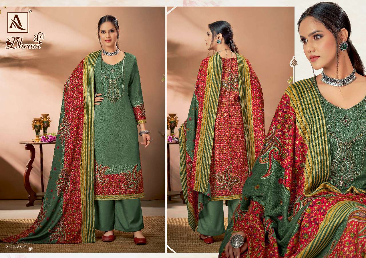 Alok Dhruvi Catalog Embroidery Winter Wear Pashmina Dress Materials Wholesale
